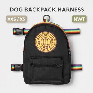 Dog Backpack Harness XXS/XS Rainbow Pride Treat Pouch Adjustable NWT